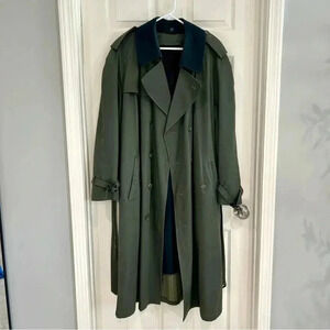 VTG 90 Stafford Trench Coat Removable Lining Men Size 44 Reg Button Up Belt Flaw